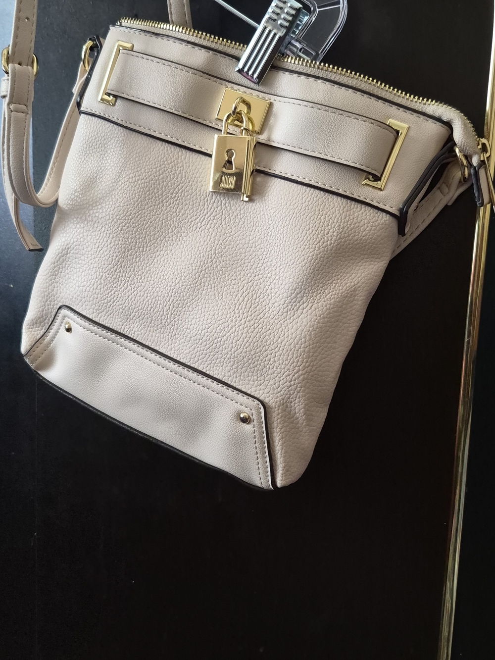 Juicy Couture Cream Crossbody Bag with Gold Lock Detail